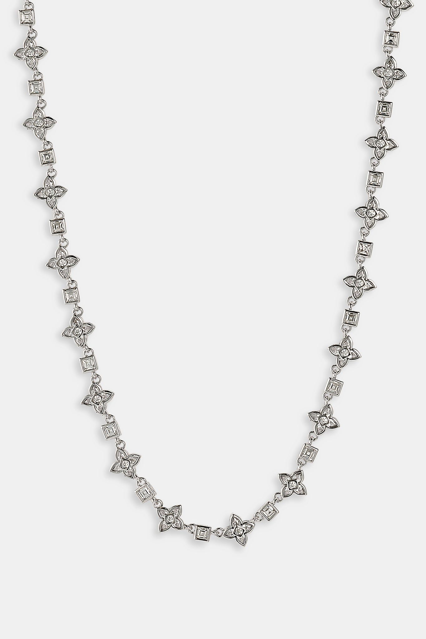 Iced Cross Motif & Square Stone Chain - 8mm